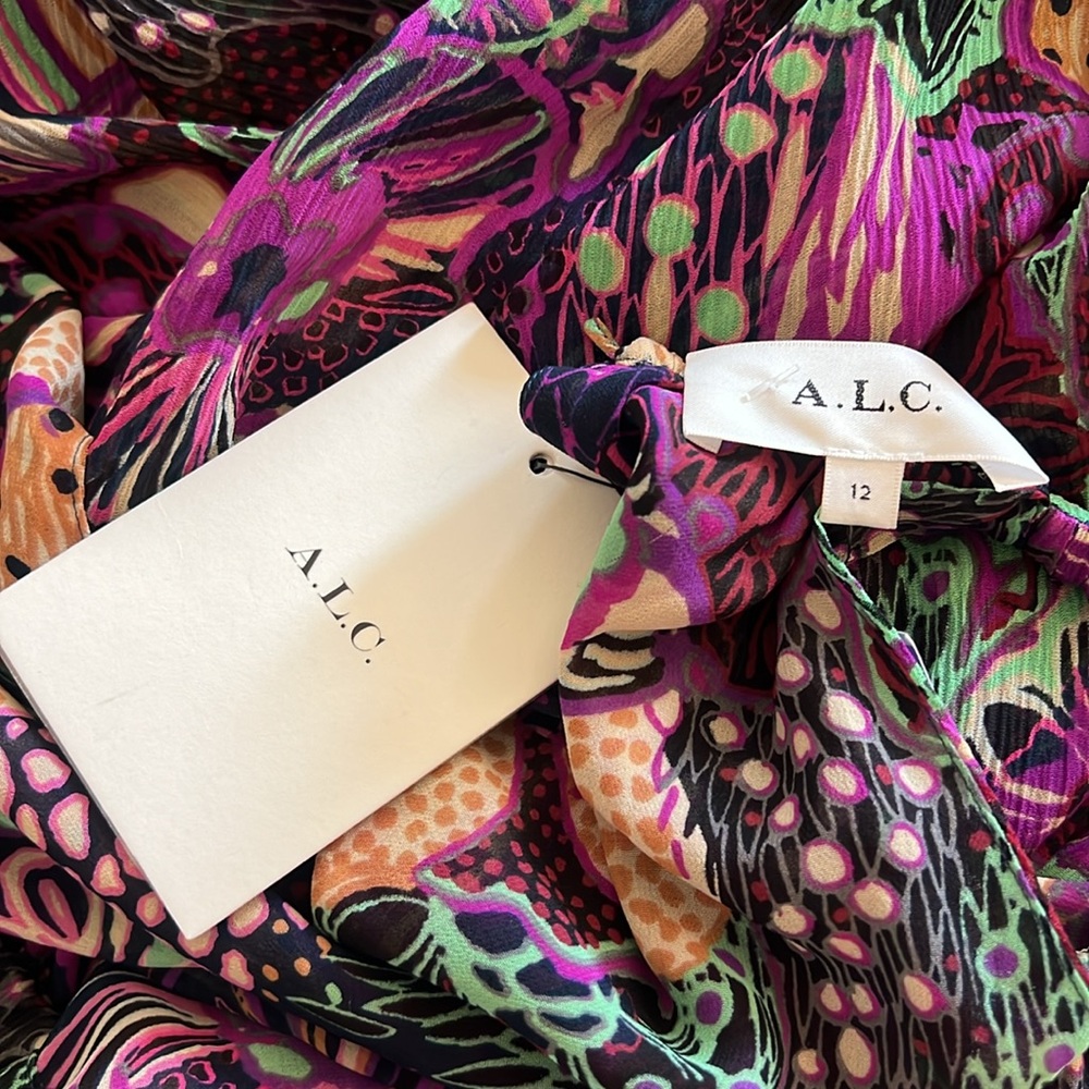 A.L.C Silk Waverly Orchid Dress Size 12 - Picture 12 of 12